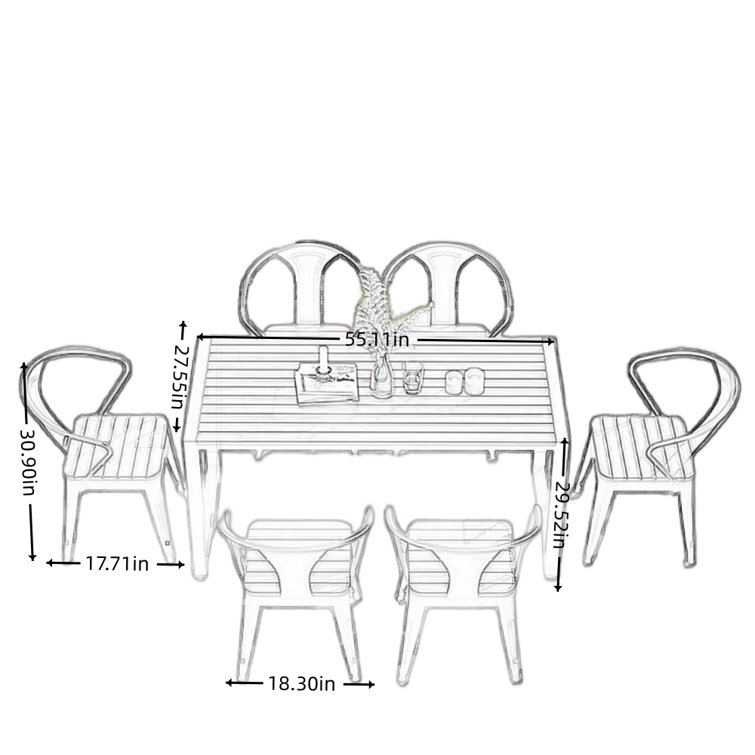 Williston Hawanatu 6 Person Rectangular Outdoor Dining Set